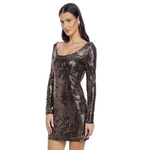 Jump Apparel Stretch Sequin Square Neck Dress‎